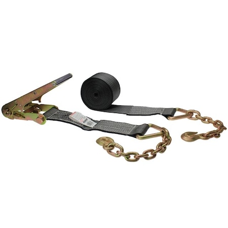Us Cargo Control BlackLine 4" x 30' Ratchet Strap w/ Chain Extensions BL8530CE